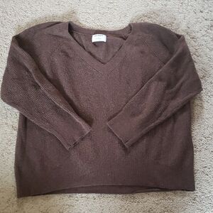 Old Navy Waffle Brown V-Neck Sweater